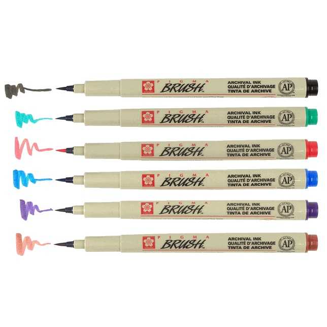 Sakura Pigma Micron Fırça Uçlu Kalem, 9 Farklı Renk, Mandala, Tezhip, İllüstrasyon İçin Fırça Kalem
