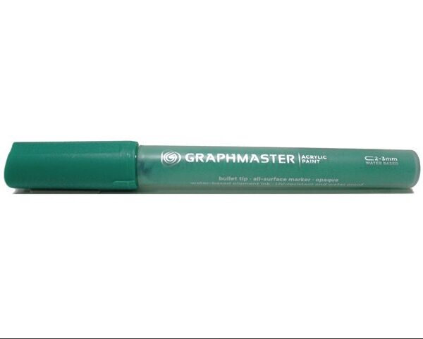 Akrilik Kalem Emerald Yeşili, Graphmaster 1 mm, 2-3 mm, 7 mm Uç Seçenekleriyle, Her Zeminde Kullanabileceğiniz Akrilik Kalem