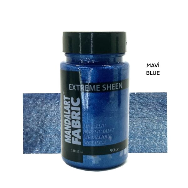 Metalik Boya Mavi Mandalart Fabric Extreme Sheen, 90 cc, Aşırı Parlak, Tüm Yüzeyler İçin Güçlü Kapatıcı Etki