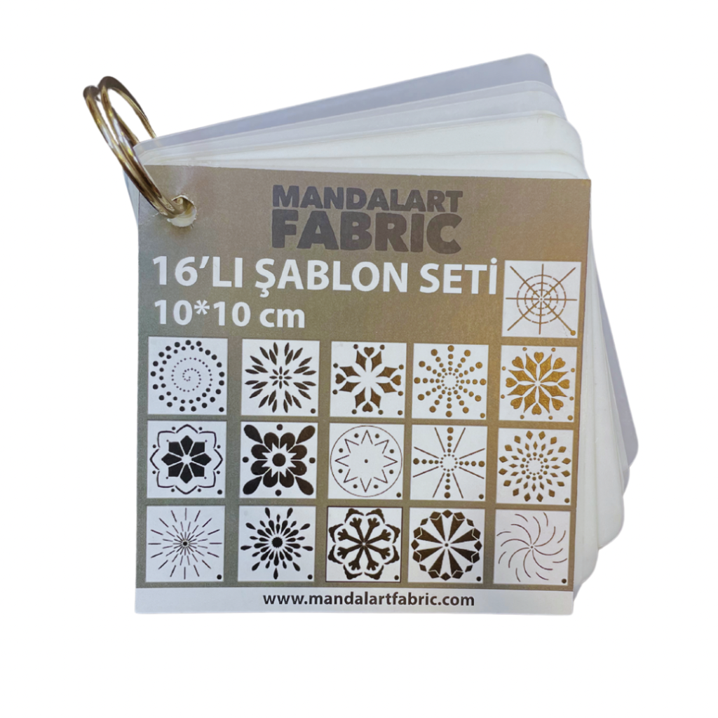 16'lı Şablon Seti, 10*10 cm, Birden Fazla Kullanılabilir 16  adet farklı desenlerde 10*10 cm mandala şablonlar Kalıp ölçüsü 10*10 cm Stencil Tasarım şablonlar ile mandala sanatı artık çok kolay.. Eşyalarınızı, eviniz, mobilyalarınız ve duvarlarınızı daha şık göstermek için tasarlanmıştır. Stencil şablonlarımızı kullanarak eskiyen ürünlerinize yeni bir dokunuş katabilirsiniz. Stencil şablonlarımız ile evinizin duvarlarını boyayabilir, eğlenceli ve sana dolu saatler geçirirken evinize yeni bir soluk getirirsiniz. Ailenizle birlikte bir Pazar aktivitesi olarak kullanabileceğiniz stencil boyama işlemi ruhunuza ve zihninize çok iyi gelecek. Stencil şablonlarımız tek kullanımlık değildir. Boyama işlemi bittikten sonra yıkayarak tekrar kullanım için saklayabilirsiniz. Kaliteli ürünlerden faydalanmak evinize yeni bir soluk getirmek için şimdi satın alın! Stencil Nedir? Birbirinden farklı şekillerin boya ile kolay şekilde yüzeylere uygulanabilmesi için tasarlanmış şablonlara stencil denir. Daha çok ahşap boyamada tercih edilir fakat her yüzeyde kullanılabilir duvar, cam, kumaş v.b yüzeyler.Stencil’ın en büyük avantajı tekrar tekrar kullanılabilmesidir. Oldukça dayanıklı olan bu şablonu birden fazla kez kullanarak farklı yüzeyleri dekoratif şekilde boyayabilirsiniz. Stencil Uygulama Adımları Stencilinizi kumaş üzerine uygulayacaksanız stencil yapıştırıcı sprey ile yapıştırın spreyleyip, 20 saniye kadar kurumasını beklemelisiniz. Tüm zeminlerde kullanılabilirsiniz. Yıpranmaz, kırılmaz, elastik ve güçlü materyalden üretilmiştir. Defalarca kullanabilirsiniz. 16'lı Şablon Seti, 10*10 cm, Birden Fazla Kullanılabilir
