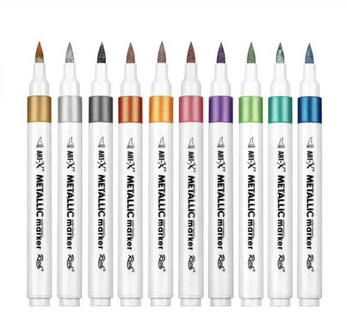 Metalik Akrilik Marker, Profesyonel Kalem Seti, 10'lu Set