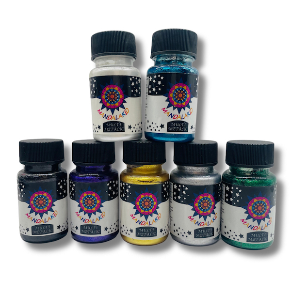 Mandalakid Metalik Boya Set, 7 Renk, 50 cc, Aşırı Parlak Mandalakid Metalik Boya Set, 7 Renk, 50 cc, Aşırı Parlak