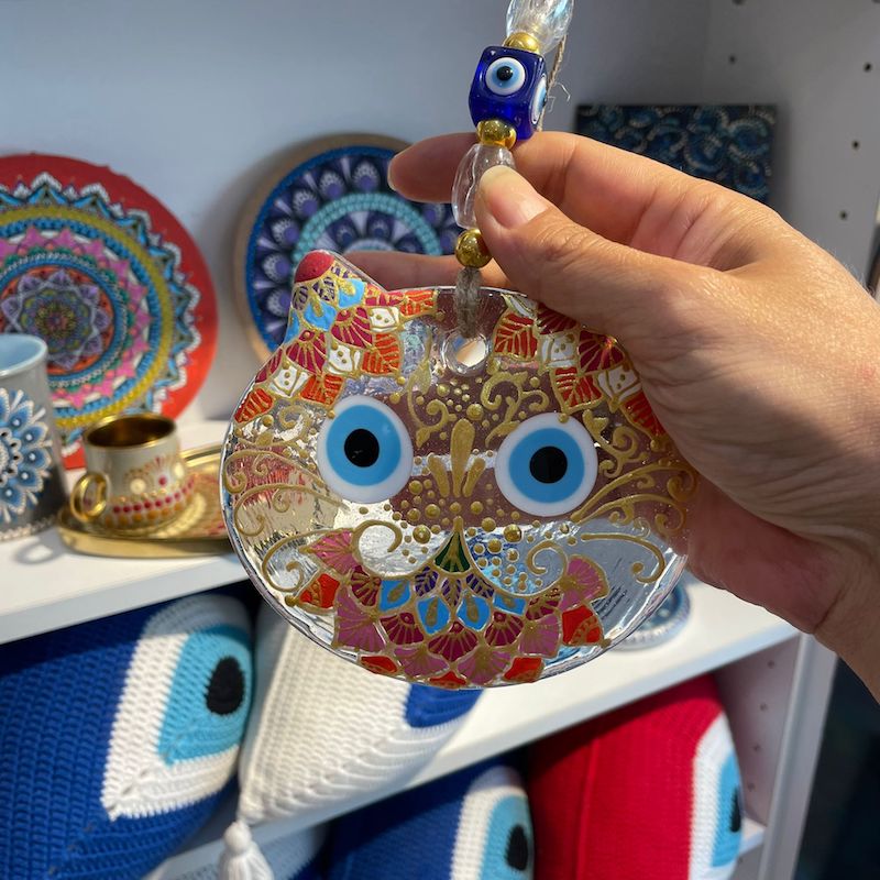 Kedi Nazarlık, 11 cm, El Yapımı Nazar Boncuğu, NZR0015