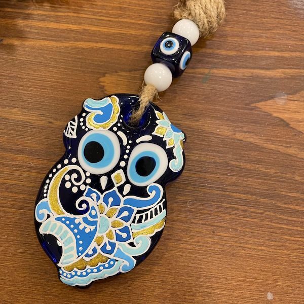 Baykuş Nazarlık, 9 cm, El Yapımı Nazar Boncuğu, NZR0010