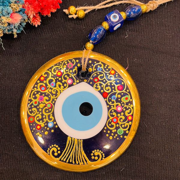 Altın Mandala Nazarlık, 13 cm, El Yapımı Nazar Boncuğu, NZR0005