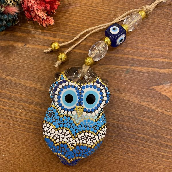Baykuş Nazarlık, 9 cm, El Yapımı Nazar Boncuğu, NZR0012