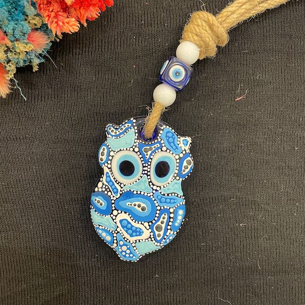 Baykuş Nazarlık, 9 cm, El Yapımı Nazar Boncuğu, NZR0008
