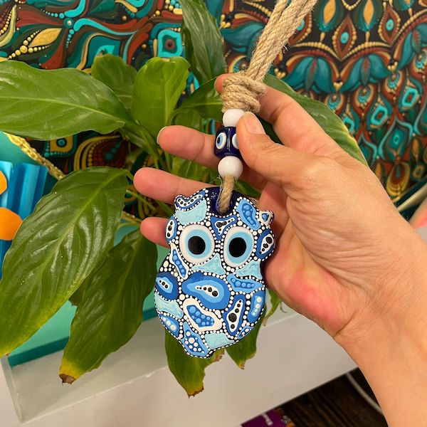 Baykuş Nazarlık, 9 cm, El Yapımı Nazar Boncuğu, NZR0008