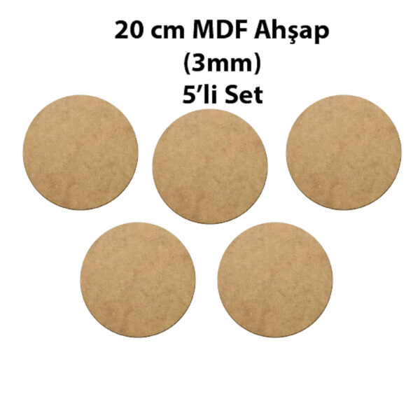 Yuvarlak Ahşap Zemin 5'li Paket, 20 cm, 3 mm Mdf, Pürüzsüz, Daire Zeminler