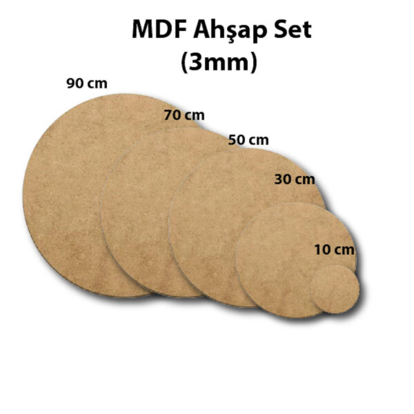Yuvarlak Ahşap Zemin 5'li Setler, 90, 70, 50, 30, 10 cm, 3 mm Mdf, Pürüzsüz, Daire Zeminler