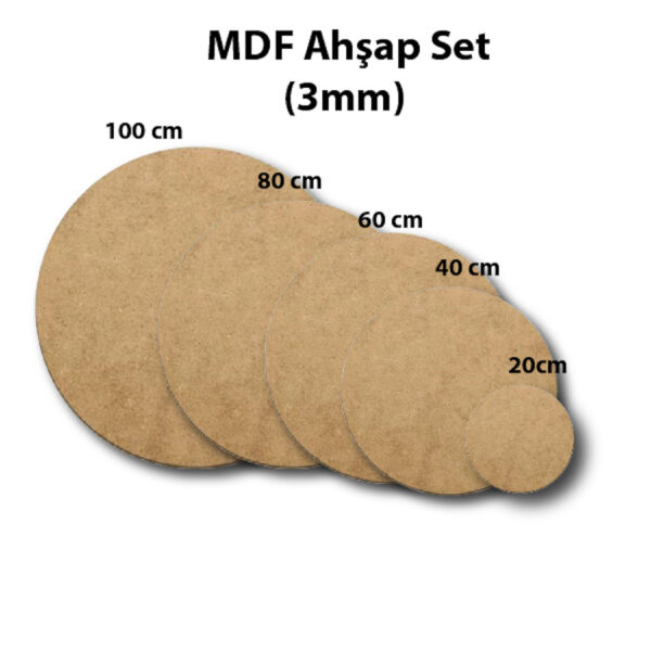 Yuvarlak Ahşap Zemin 5'li Setler, 100, 80, 60, 40, 20 cm, 3 mm Mdf, Pürüzsüz, Daire Zeminler