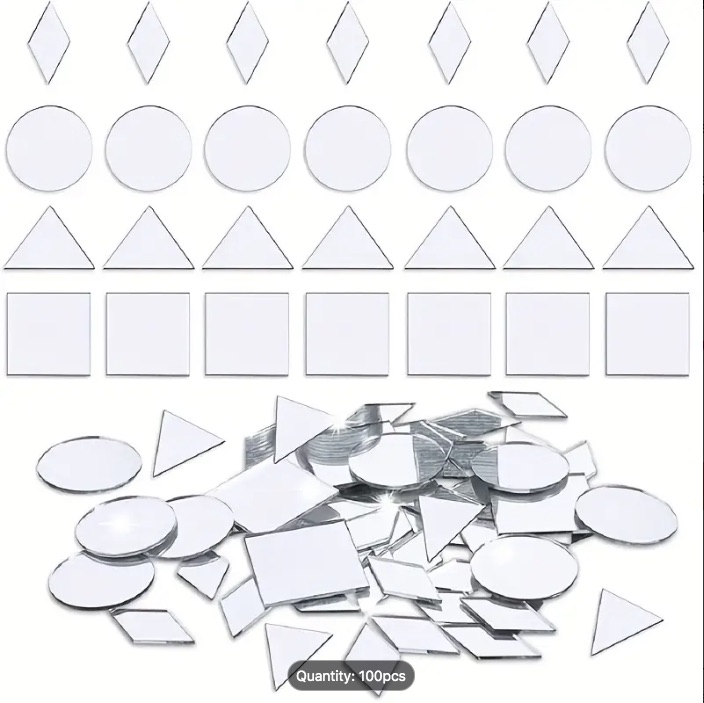 Üçgen Desen, Yapışkanlı Ayna, 50 Adet, Boyut Ve Renk Seçenekleriyle