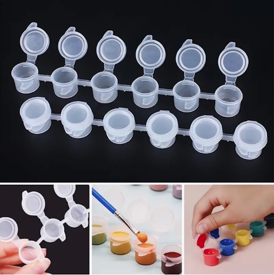 Kapaklı Boya Kutusu, 6'lı Şerit Kutu, 3 ml, Tüm Boyalar İçin